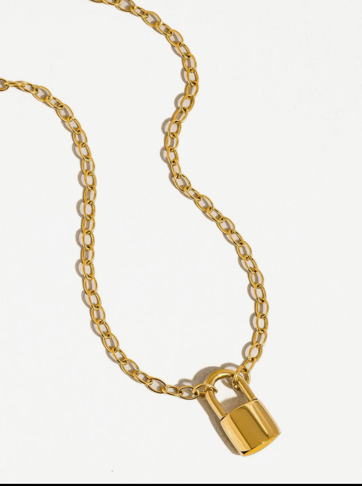 Lucky 18K Non-Tarnish Lock Chain Necklace