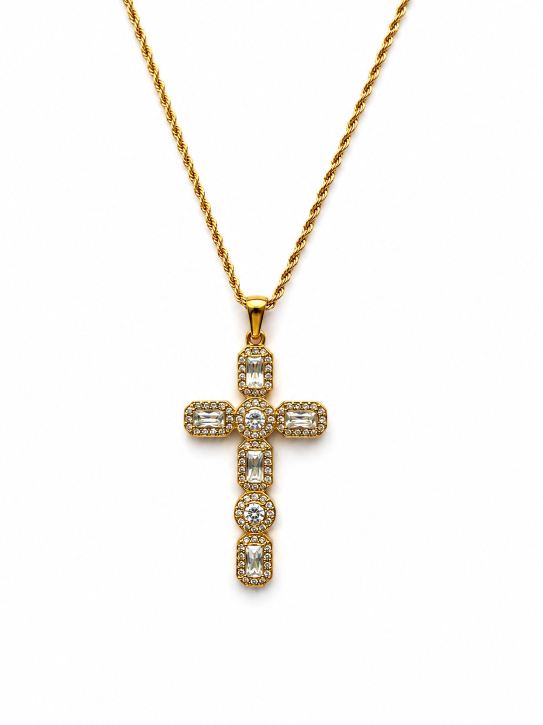 Belrose 18K Gold Non- Tarnish Cz Cross Necklace